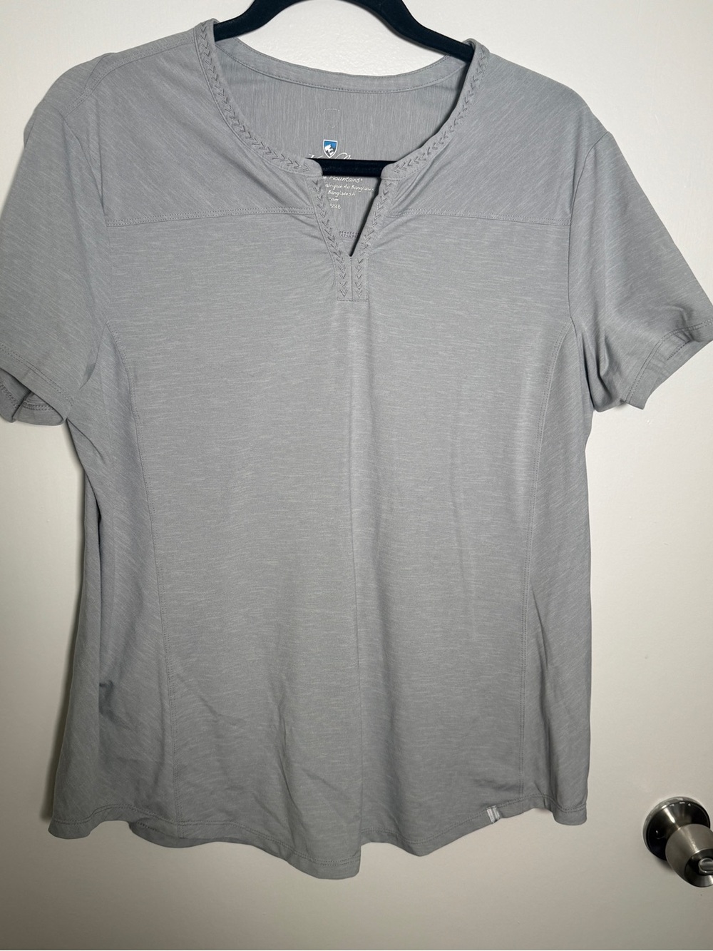 Kuhl Gray Short Sleeve V-Neck Knit Tee Womens Large